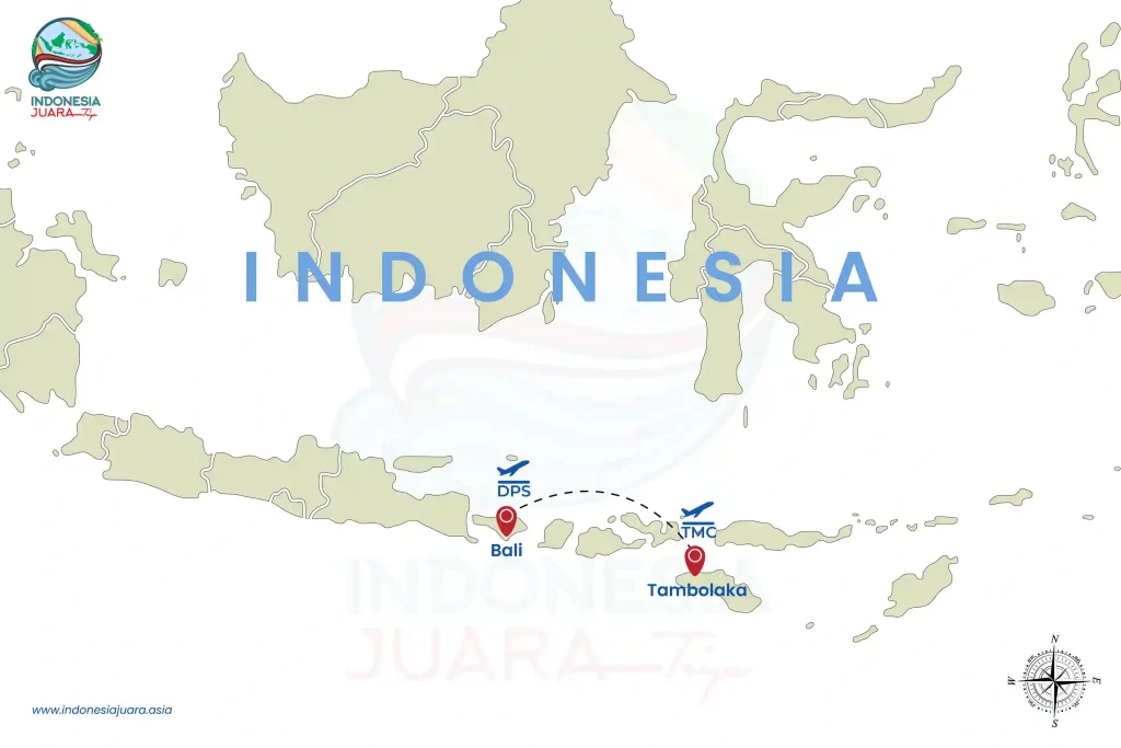 MAP BALI to SUMBA (TAMBOLAKA)