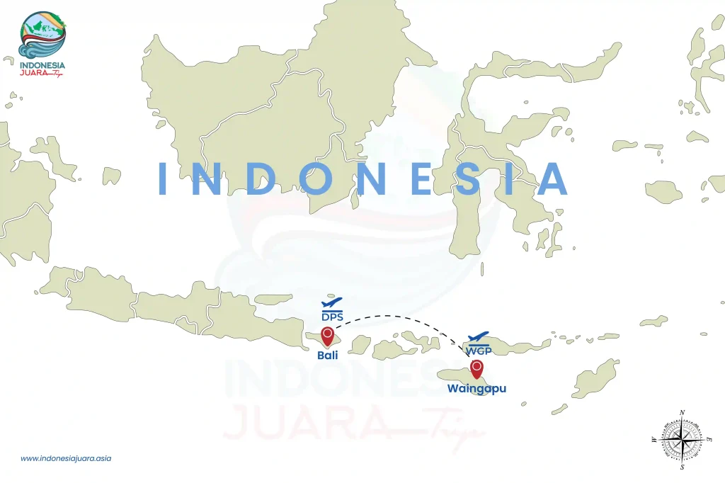 MAP BALI to SUMBA (WAINGAPU)