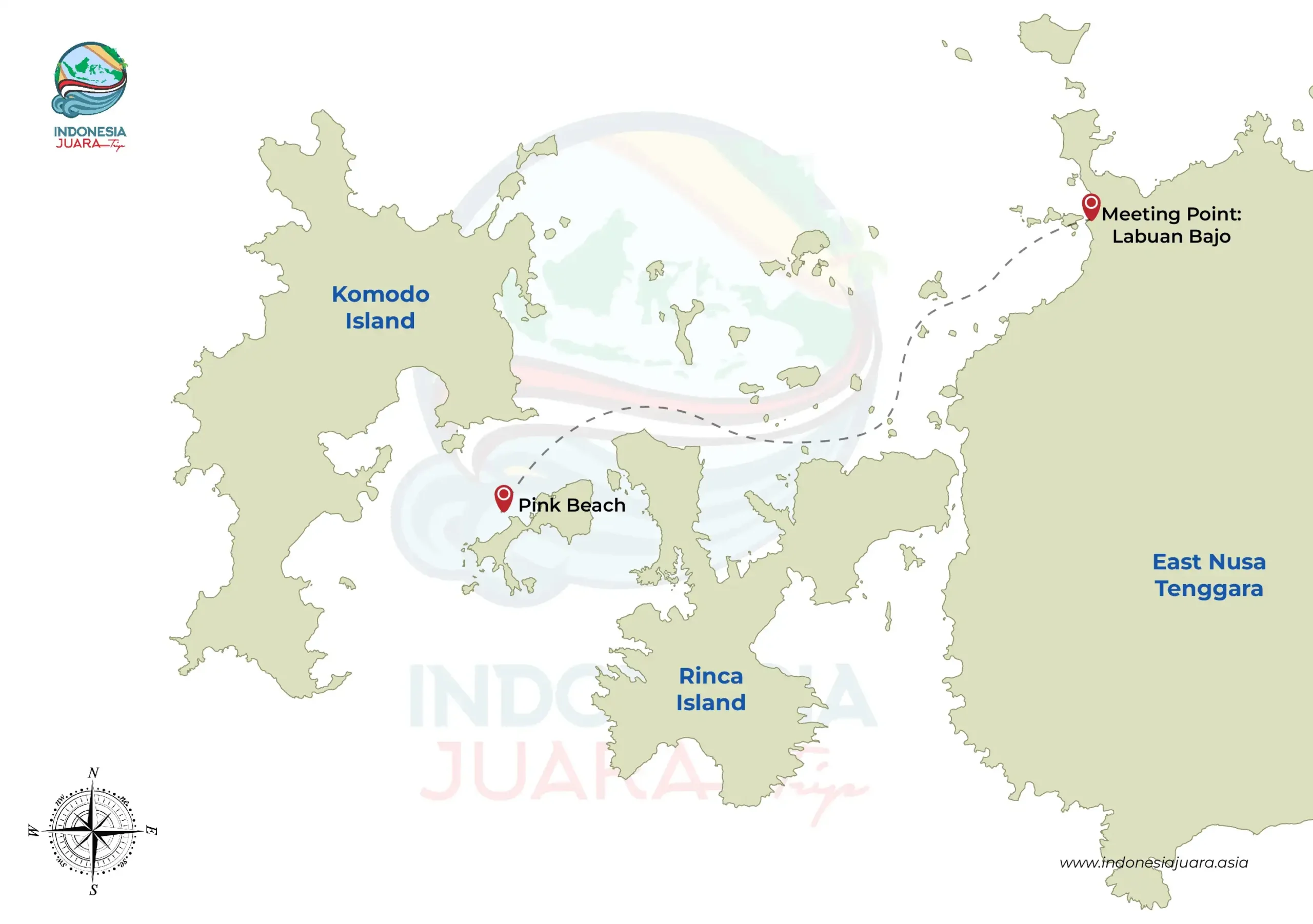 Labuan Bajo to Pink Beach Labuan Bajo | MAP | IndonesiaJuara Trip 