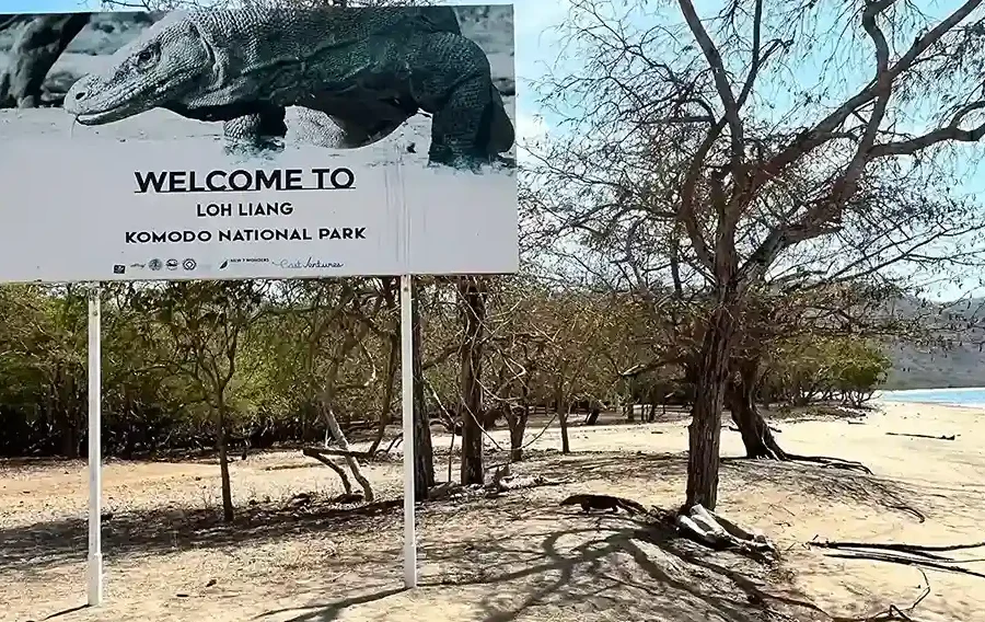 Welcome Sign on Komodo Island | IndonesiaJuara Trip