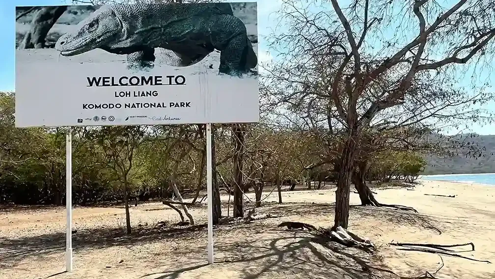 Welcome Sign on Komodo Island | IndonesiaJuara Trip