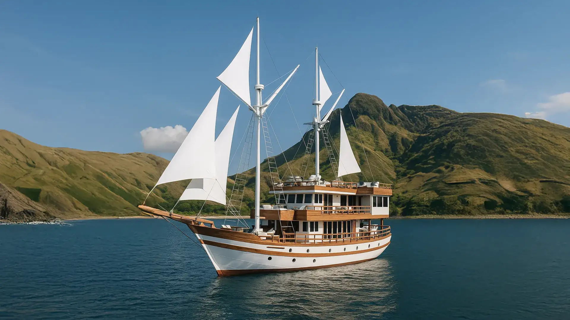 Kayra Phinisi Yacht Exterior Sewa Kapal Labuan Bajo IndonesiaJuara Trip