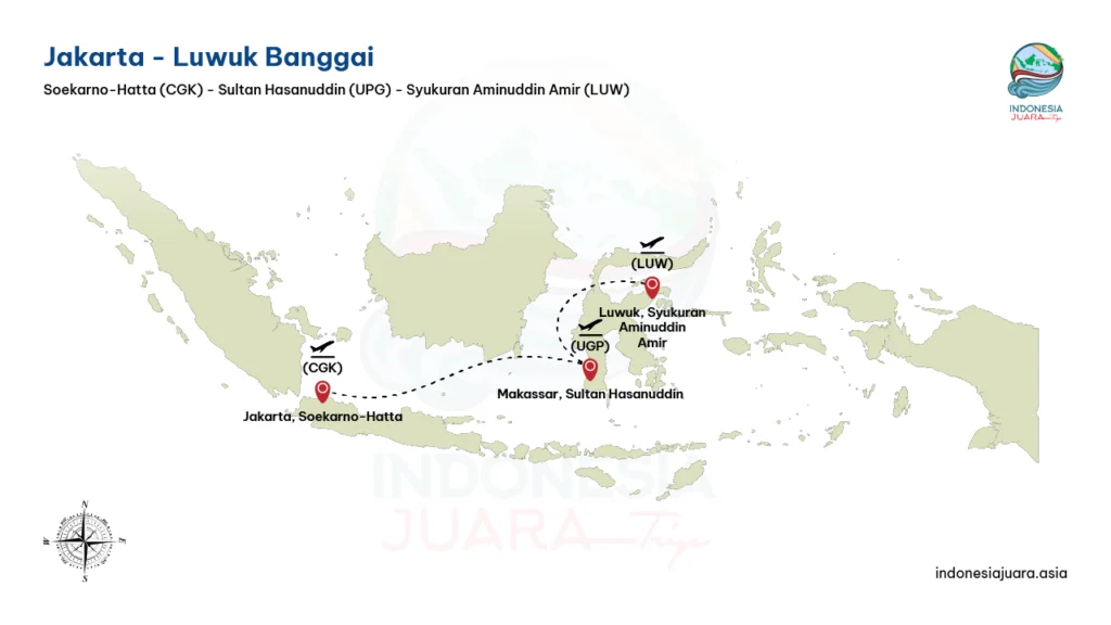 Maps Cara ke Luwuk Banggai dari Jakarta | Luwuk Banggai Tour | IndonesiaJuara Trip