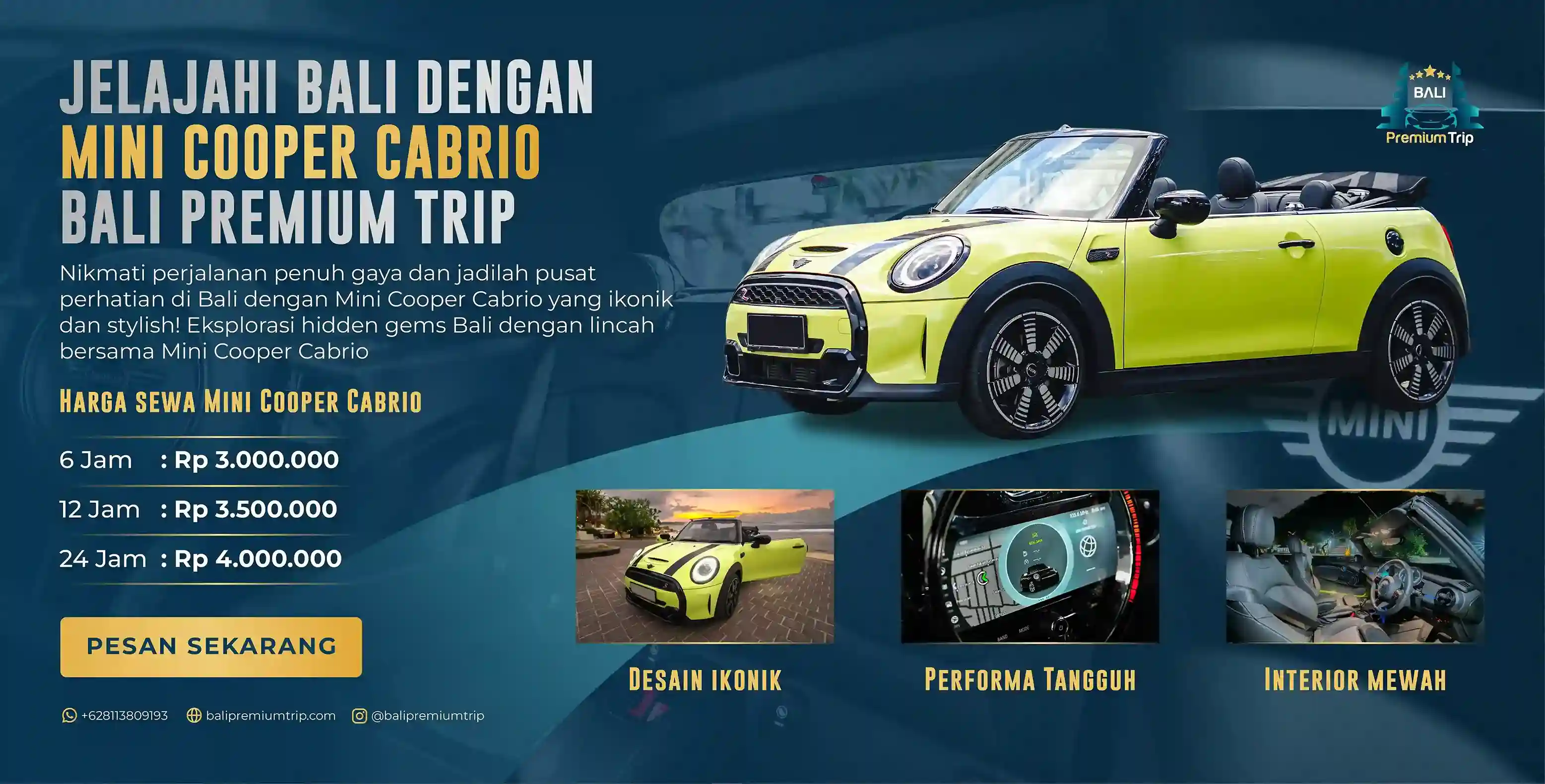 Banner Harga Sewa Mini Cooper di Bali | Sewa Mobil Mewah | Bali Premium Trip