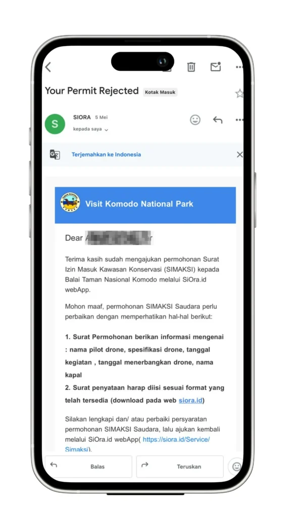 Pengajuan SIMAKSI Ditolak