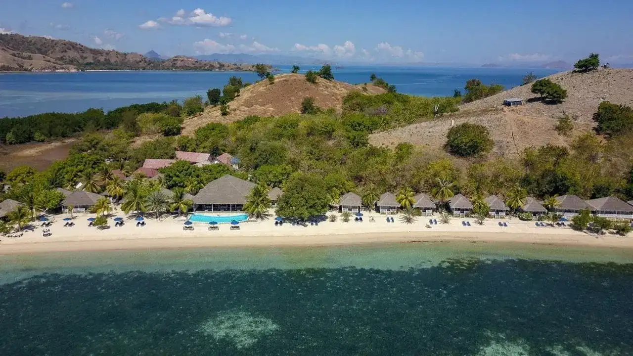 Pink Beach from the air, Komodo National Park