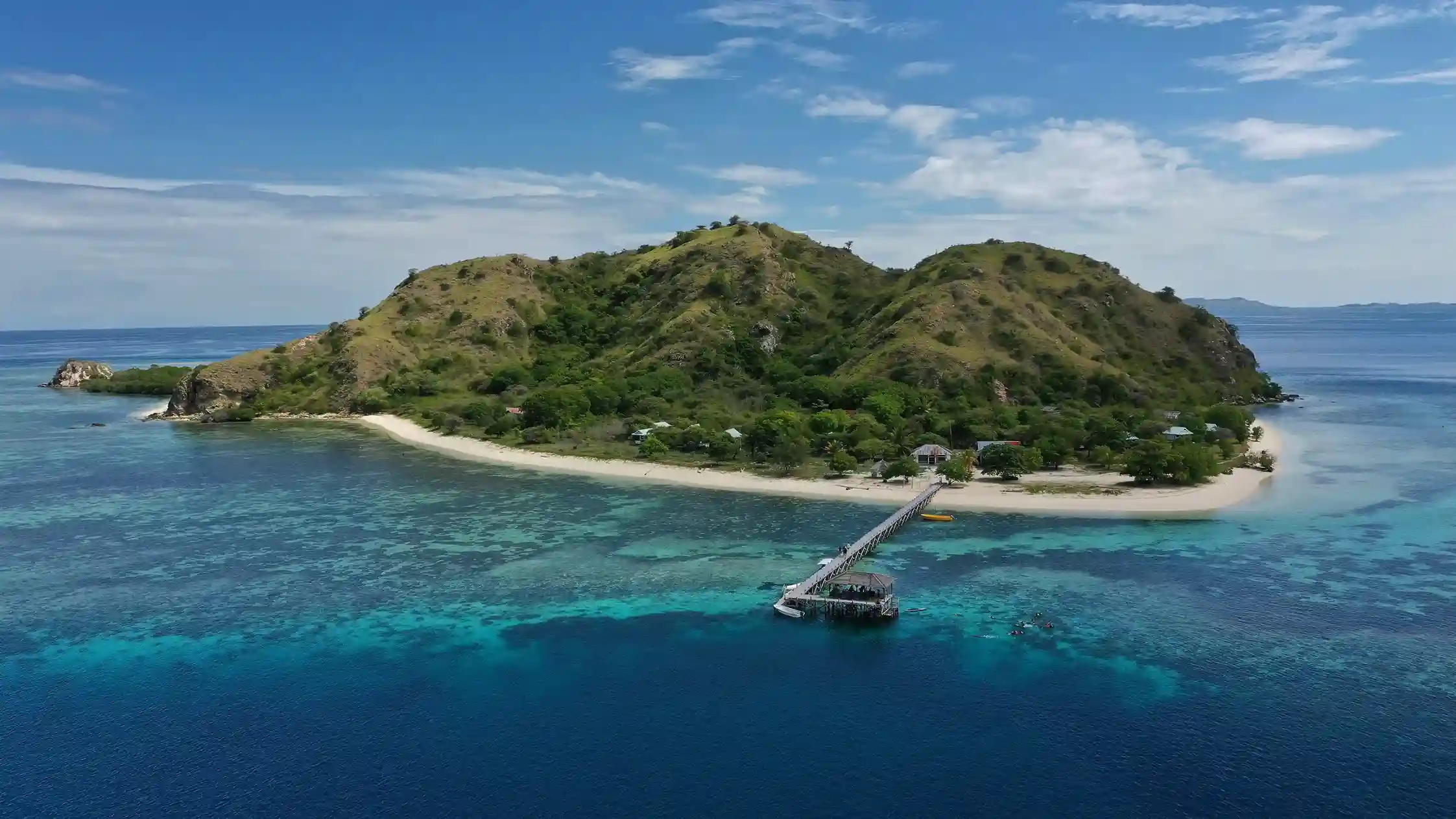 Aerial view of the Komodo archipelago from a helicopter tour
